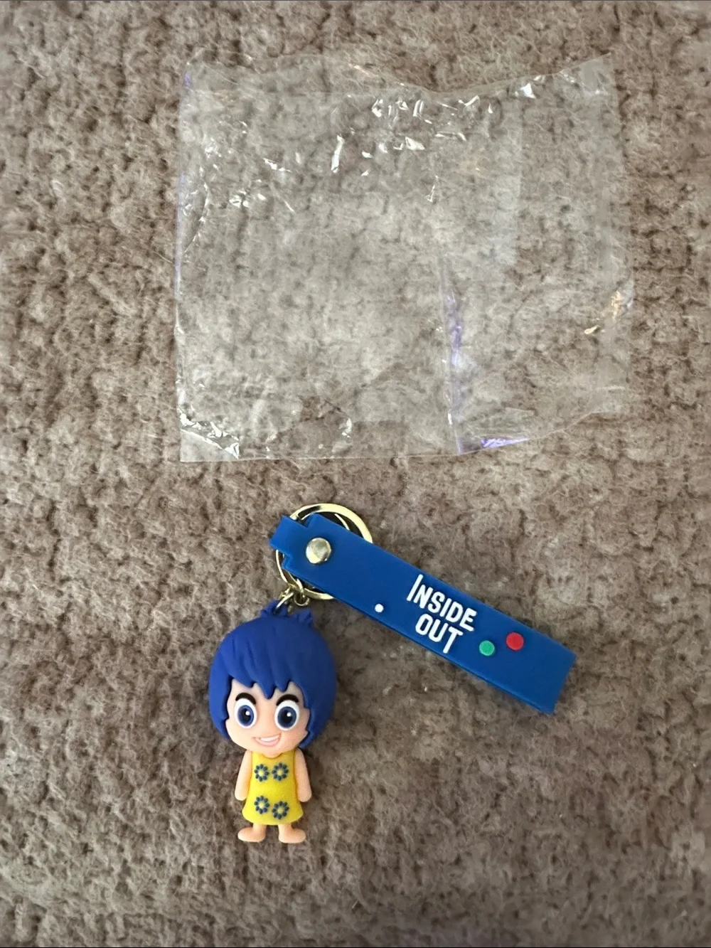 Inside Out Joy PVC Keychain with Blue Strap